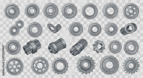 Collection of Various Metal Gears and Cogs, Mechanical Components