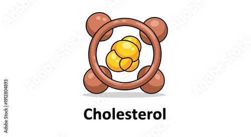 Cholesterol molecule structure illustration, conceptual vector of lipoprotein and fat cells in the human body