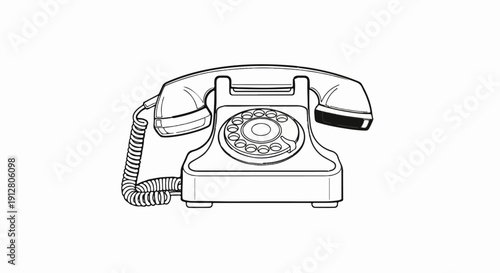 An illustration of a classic rotary dial telephone