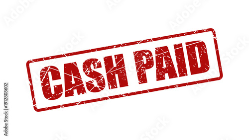 Cash paid stamp with grunge texture