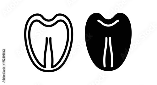 Tooth Outline and Solid Icon Set in Black and White, Minimal Dental Care Dentistry Symbol