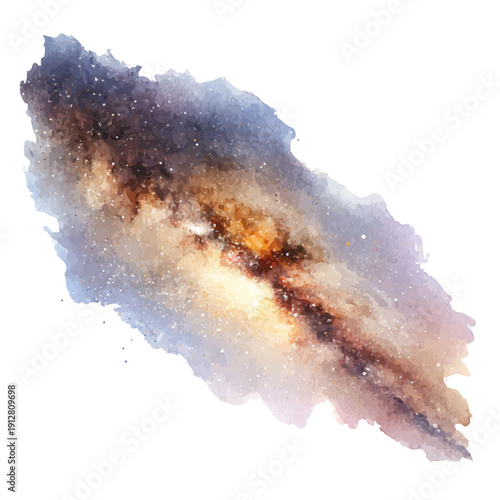 Milky Way, watercolor drawing vector, isolated on a white background.