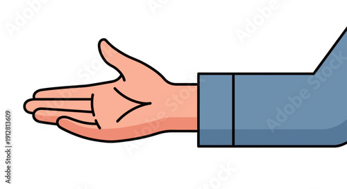 Close up of an open hand gesture for offering help or support concept.