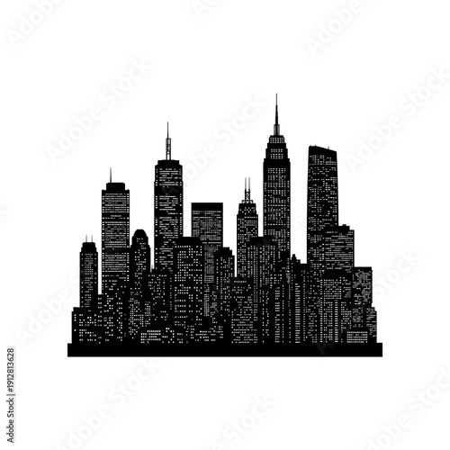 New York City Skyline Silhouette Illustration.
