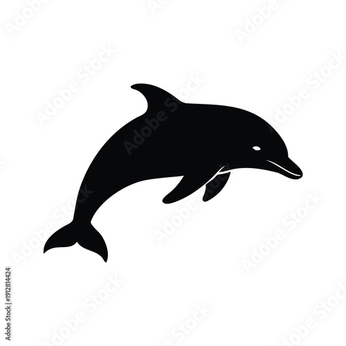 Elegant black and white dolphin jumping silhouette vector illustration for marine life designs, dolphin silhouette vector illustration