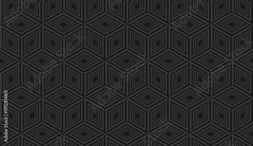 elegant seamless geometric cube pattern with detailed layered lines. dark abstract texture suitable for luxury branding, packaging, wallpaper, and digital backgrounds.