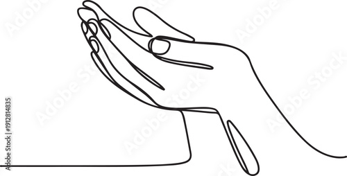 muslim praying hands.one line victor illustration in white Background