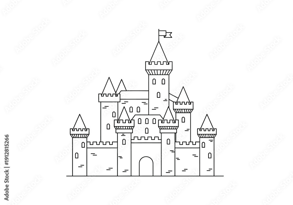 Fototapeta premium A large medieval fortified castle.