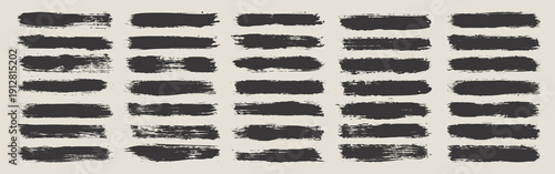 Long grunge brush strokes, lines, ink smudges, hand-drawn scribble shapes. Handmade sketchy marks acrylic stains, charcoal streaks. Paint textures, brush effect. Marker underline. Vector illustration