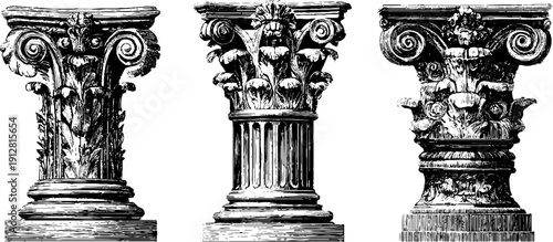 Elegant corinthian columns and acanthus motifs - vintage architectural design