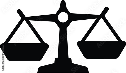 Black silhouette of a balance scale on white background