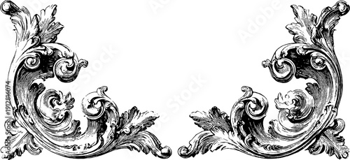 Vintage decorative frame corners and cart design for retro aesthetic projects