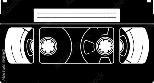 Vintage VHS Video Cassette Tape silhouette vector illustration