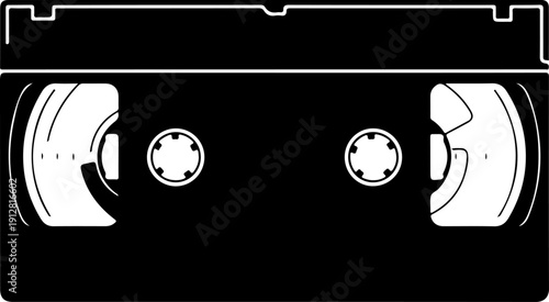 Vintage VHS Video Cassette Tape silhouette vector illustration