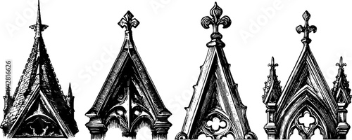 Intricate gothic spire and pointed arch designs for architecture enthusiasts