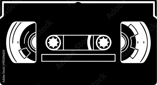 Vintage VHS Video Cassette Tape silhouette vector illustration