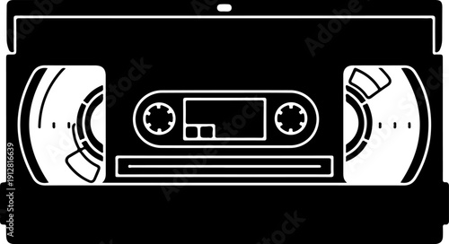 Vintage VHS Video Cassette Tape silhouette vector illustration