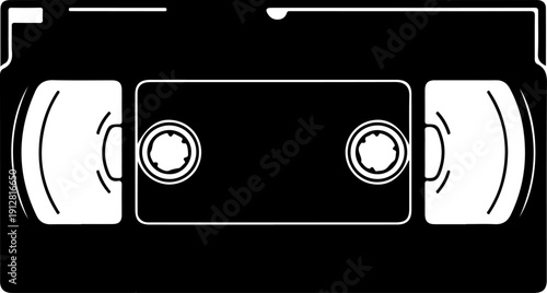 Vintage VHS Video Cassette Tape silhouette vector illustration