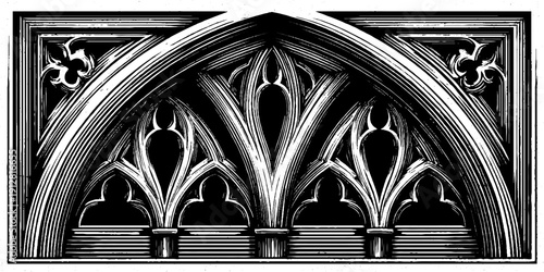 Detailed gothic tracery panel and mullion design for architecture enthusiasts