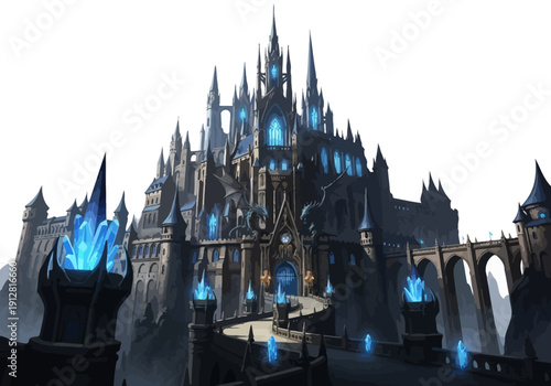 Dark Gothic Castle Architecture Exterior.