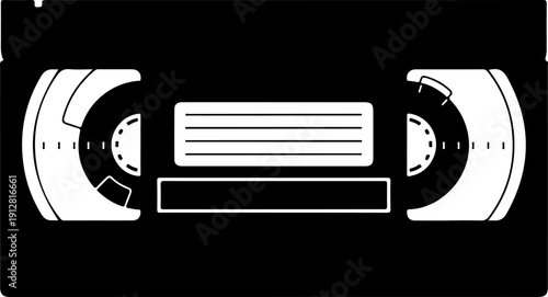 Vintage VHS Video Cassette Tape silhouette vector illustration