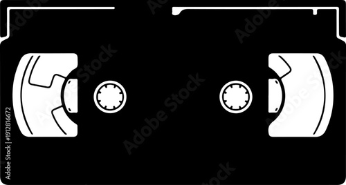 Vintage VHS Video Cassette Tape silhouette vector illustration