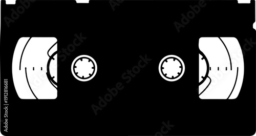 Vintage VHS Video Cassette Tape silhouette vector illustration