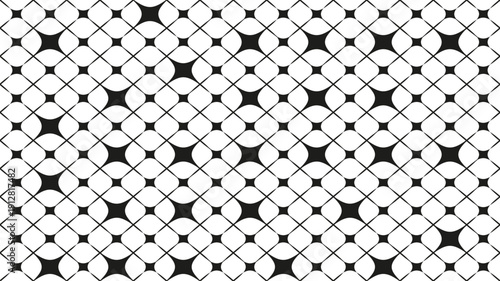 Black and white geometric seamless vector pattern with metallic grid and mesh texture