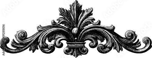 Ornamental floral motif engraving for vintage design and decoration