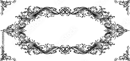 Vintage ornate rectangular frame design for decoration and craft projects