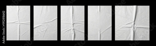 Wallpaper Mural Glued paper set for posters and advertisement mockups, showcasing crumpled and wrinkled textures against a dark backdrop Torontodigital.ca