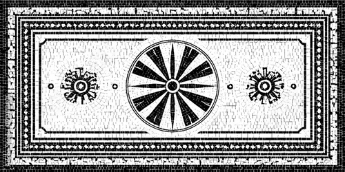 Vintage roman pavement mosaic design with intricate borders for artistic decoration