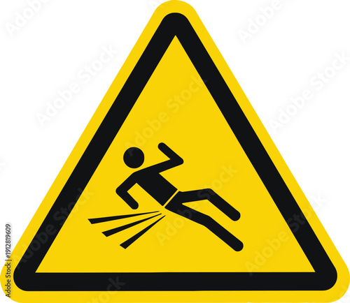 Yellow wet floor slipping hazard sign
