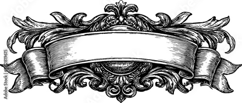 Ornate vintage banner and ribbon design for retro decoration