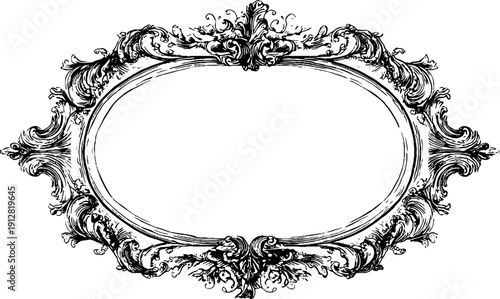 Vintage engraved frame with ornate border design for cards and posters