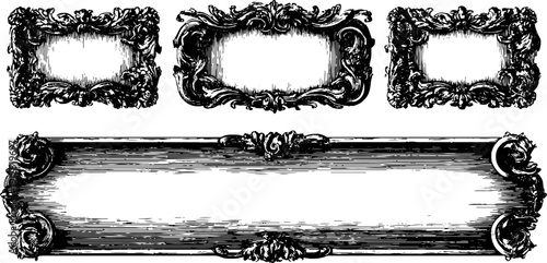 Ornate vintage frames and borders set for decorative design
