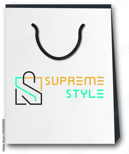 Premium Shopping Bag Mockup Featuring Supreme Style Luxury Fashion Logo for Retail and Apparel Branding