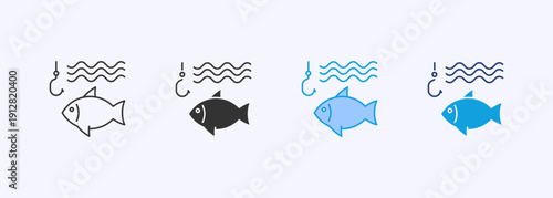 Fisheries Icon Set Multiple Style Collection Vector Illustration