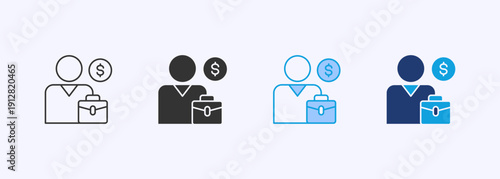 Employment Icon Set Multiple Style Collection Vector Illustration