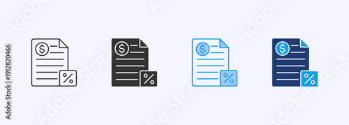 Taxation Icon Set Multiple Style Collection Vector Illustration