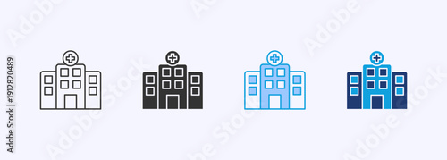 Hospital Icon Set Multiple Style Collection Vector Illustration
