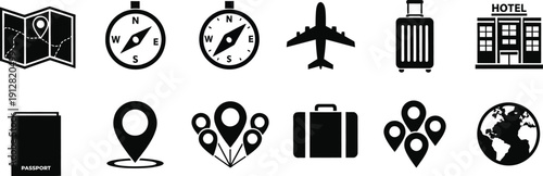 Travel and navigation icons