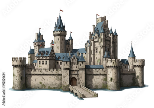 Large Castle Model With Towers.