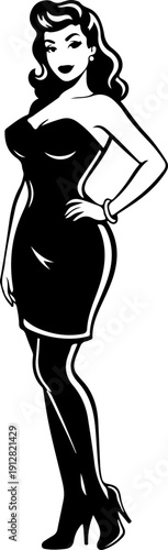 Seductive Pinup Woman silhouette vector illustration