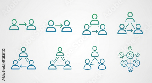 People connection and communication icons for teamwork and networking concepts