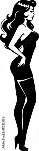 Seductive Pinup Woman silhouette vector illustration