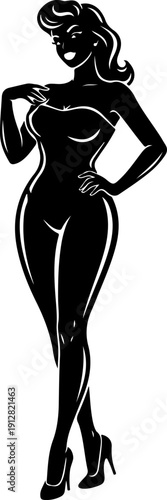 Seductive Pinup Woman silhouette vector illustration