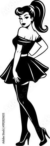 Seductive Pinup Woman silhouette vector illustration