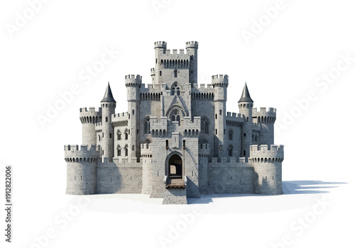 Large Grey Stone Medieval Castle.