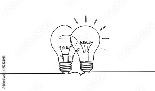 Minimal electric light bulb editable stroke vector illustration